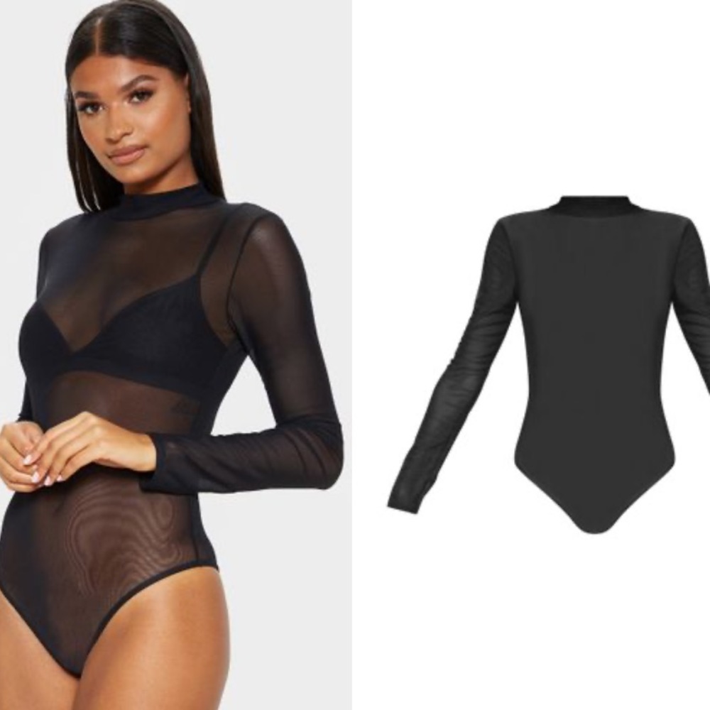 PrettyLittleThing black mesh longsleeve